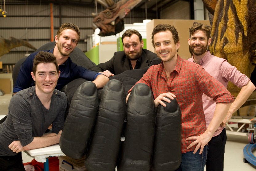 Sam and some cast members of King Kong (Picture by Ponch Hawkes)