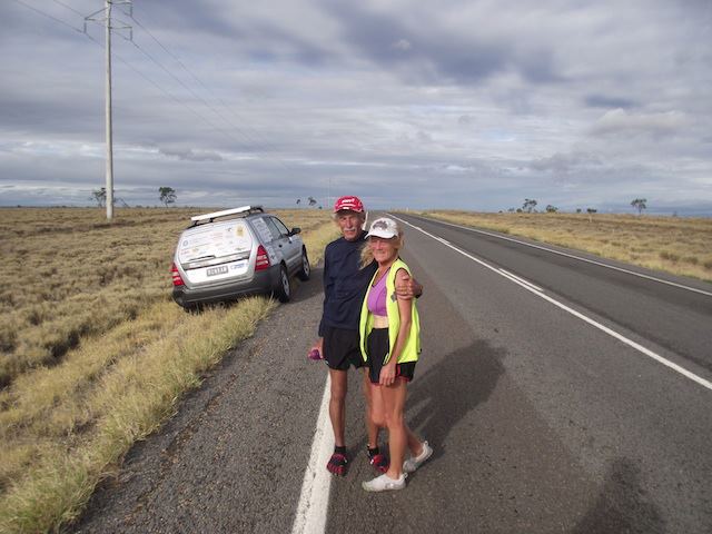 Alan and Janette after completing their 100th marathon