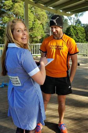 Brianna wearing her school dress while interviewing Daniel McIntyre